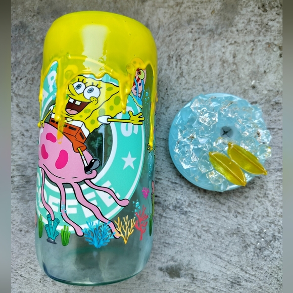 Handmade Other - SpongeBob SquarePants Glass Tumbler with Lid